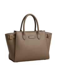 Mocha Winged Tote – Pebbled Taupe Leather  |  Lux Leather Women Leather Bag