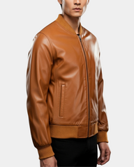 Mens Leather MA-1 Bomber Jacket Ryan Dynamo Tan