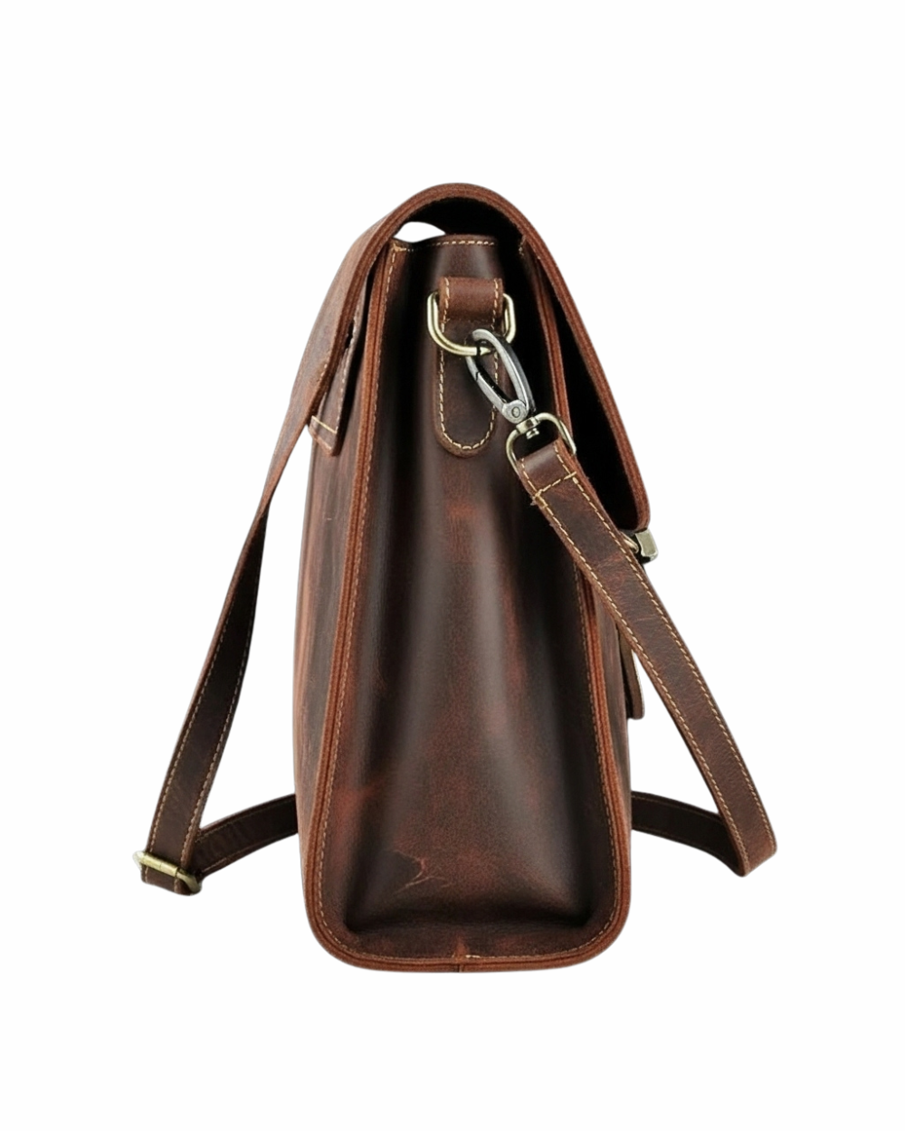 Executive Dark Walnut Leather Messenger Bag – Vintage Crossbody for Professionals & Travelers