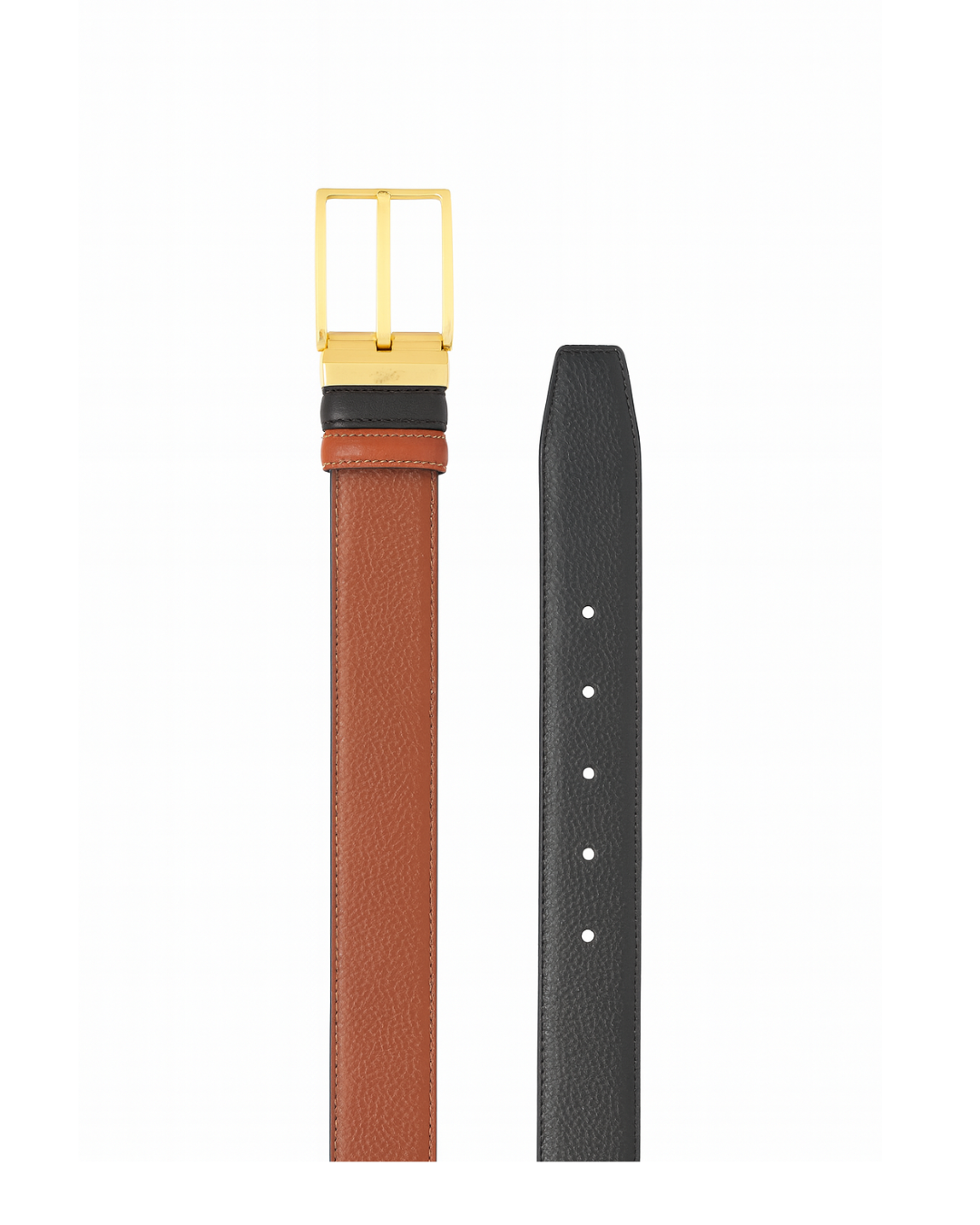 The Dual-Tone Reversible Leather Belt — Black & Tan Perfection with Gold Buckle