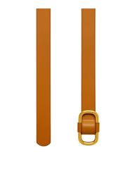 The Aurora Women’s Leather Belt — Caramel Elegance with Sculpted Gold Oval Buckle