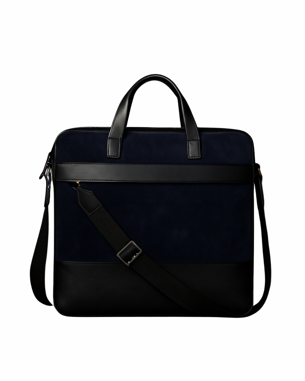 Midnight Executive Leather Briefcase – Navy & Black Dual-Tone Laptop Bag for Men