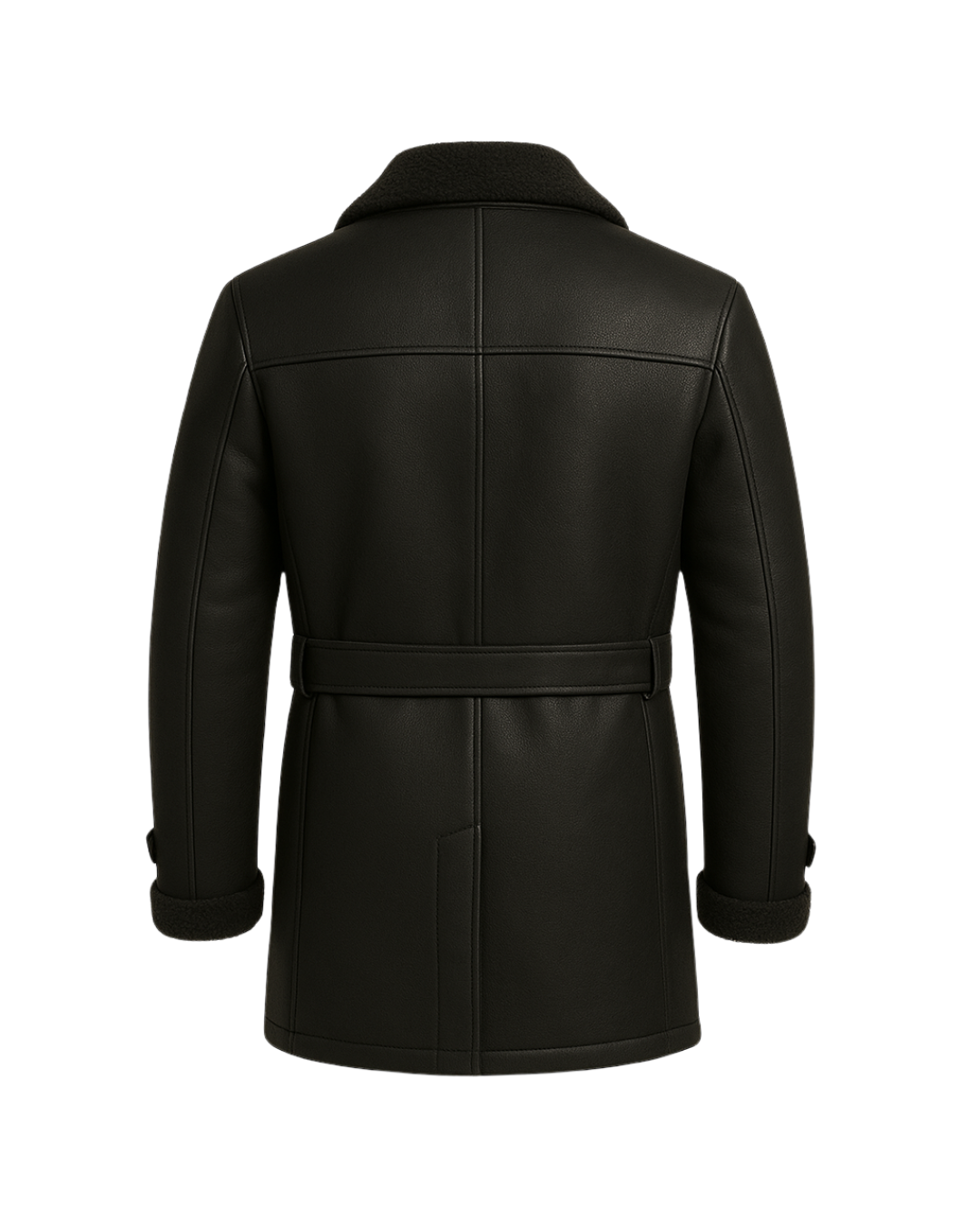 Midnight Regent Men’s Sheepskin Leather Coat blends military-inspired Nova Black