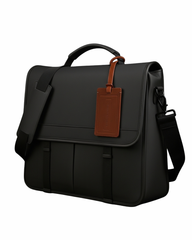 Urban Command Black Leather Messenger Bag – Modern Professional Crossbody with Cognac Accent