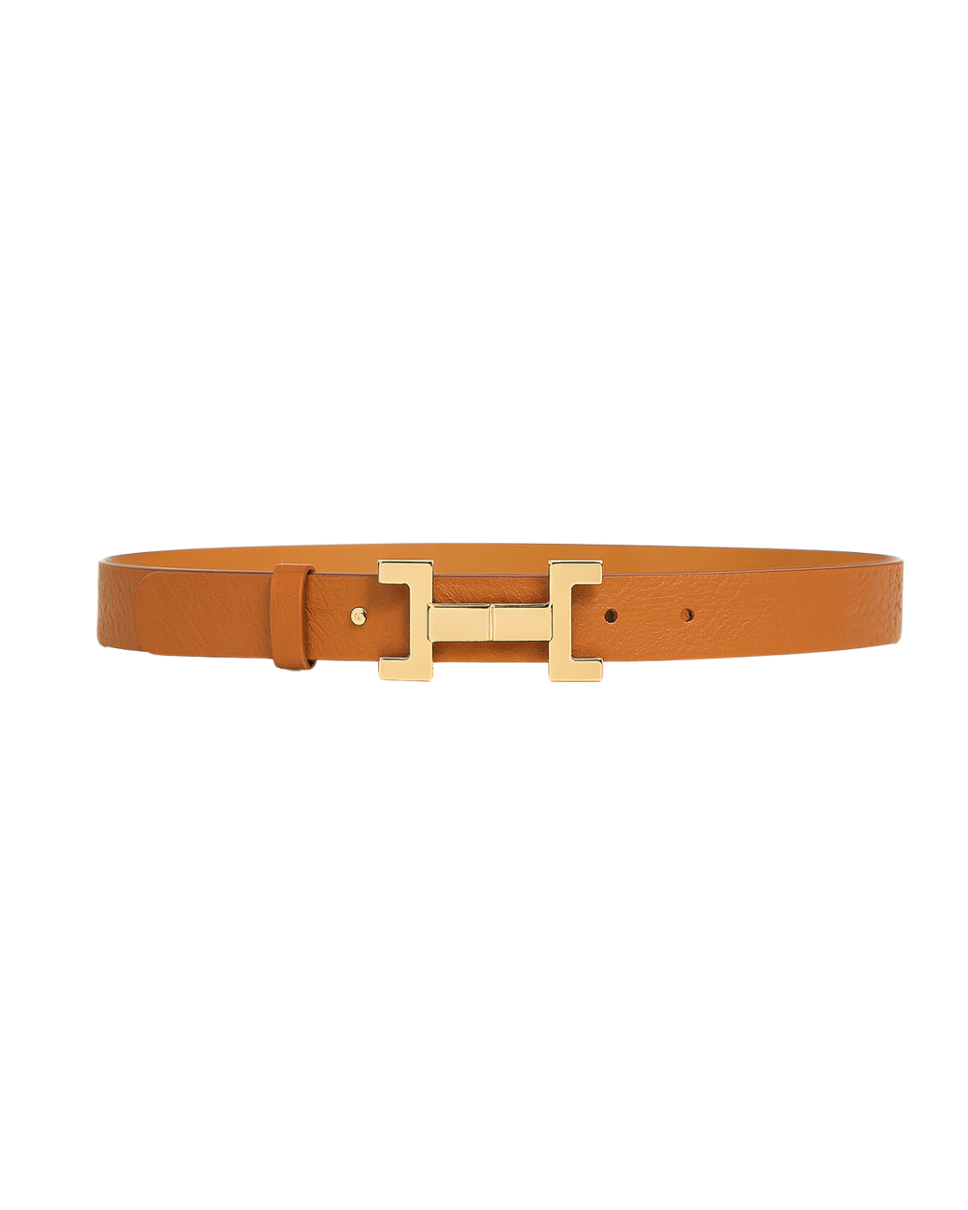 The Milan Women’s Leather Belt — Tan Elegance with Polished H-Shaped Gold Buckle