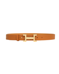 The Milan Women’s Leather Belt — Tan Elegance with Polished H-Shaped Gold Buckle