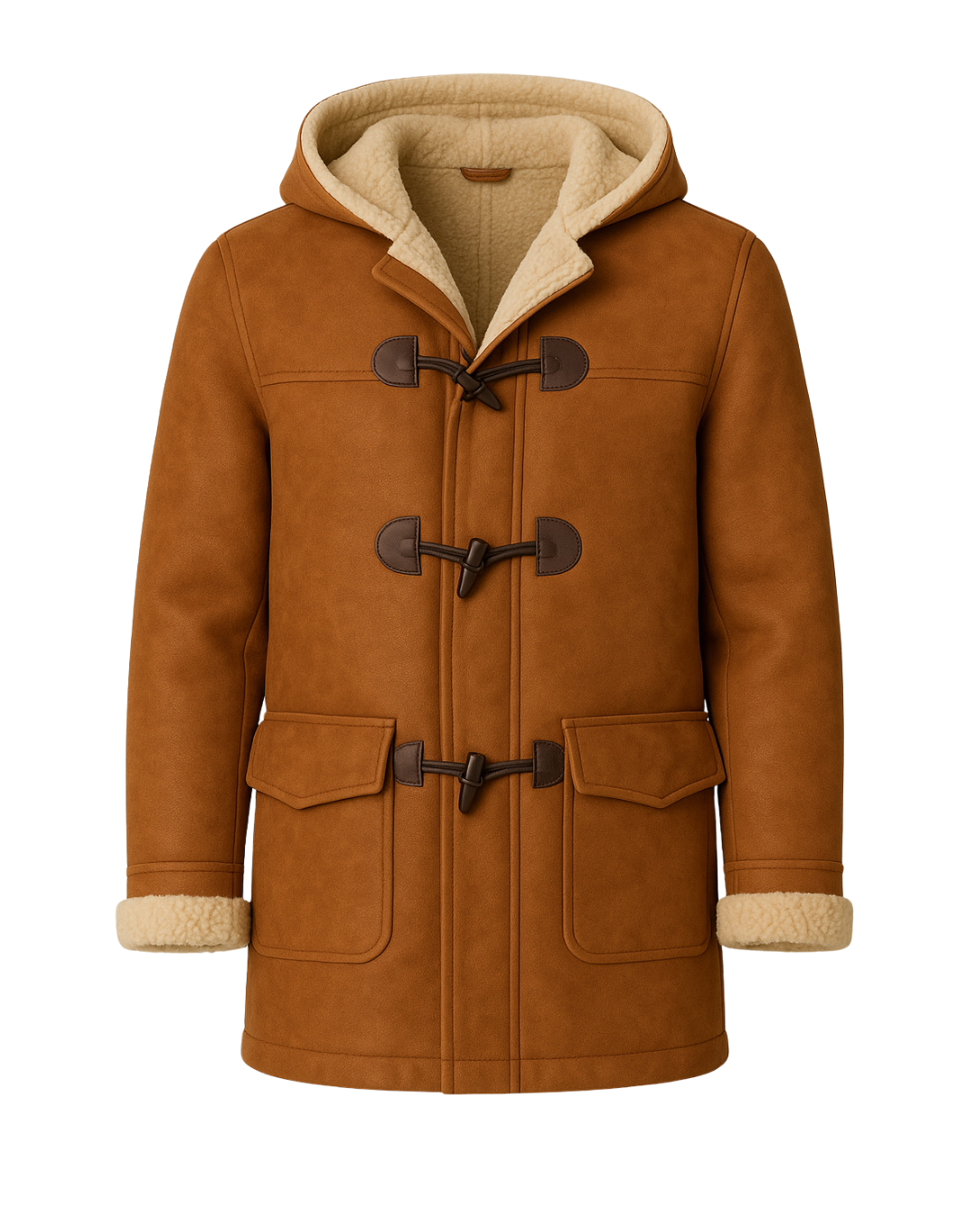 Saddlebrook Men’s Shearling-Lined Hooded Duffle Coat