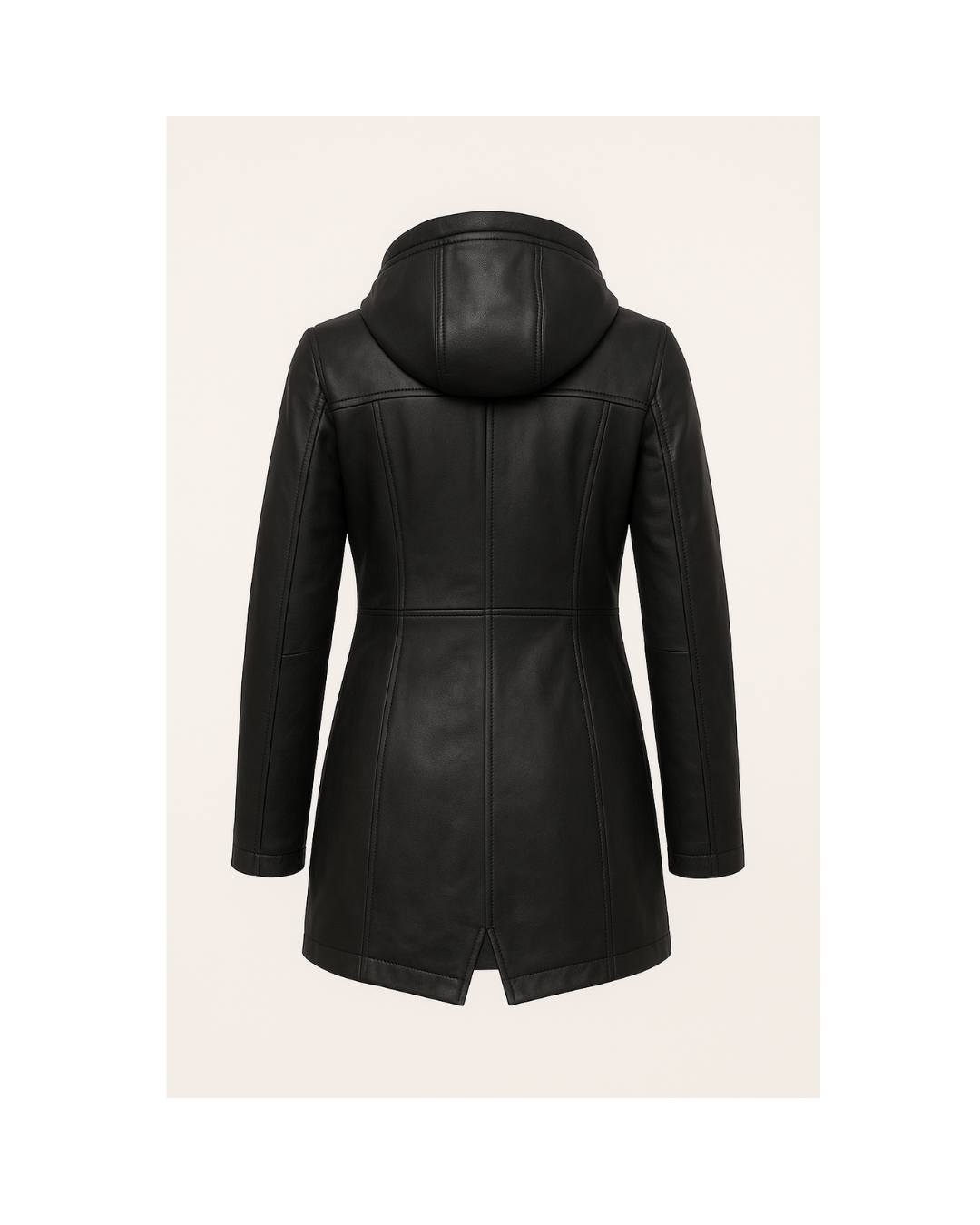 Eclipse Verge Detachable-Hood Leather Coat — Black