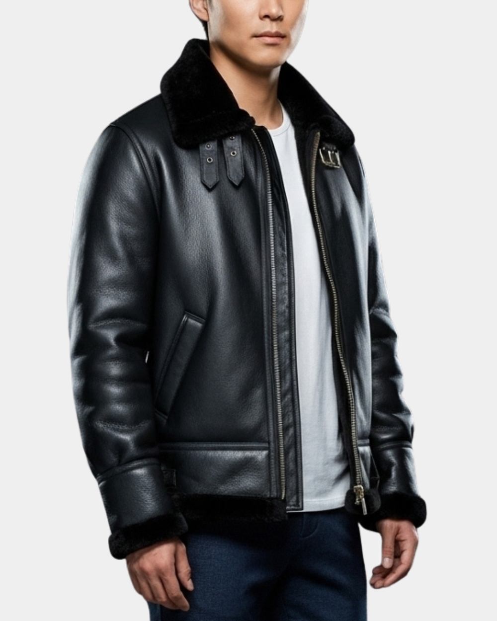 Mens Classic B3 Original Sheepskin Jacket Nova Black
