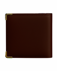 Premium Brown Genuine Leather Wallet with Gold Metal Corners