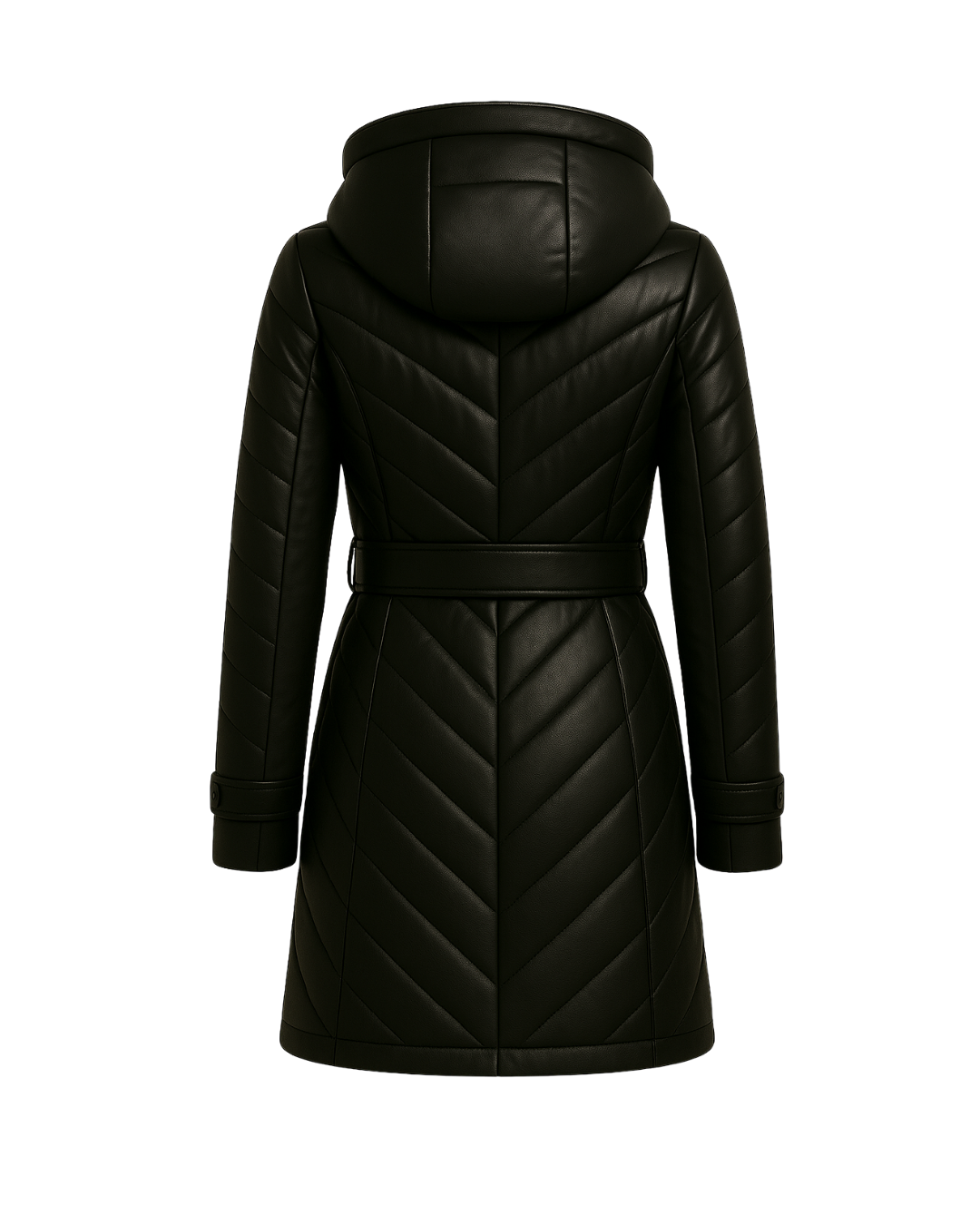 Noir Ember ¾ Leather Puffer — Black (Women)