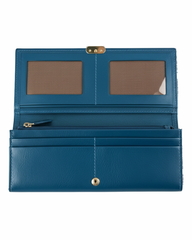 Sapphire Blue Leather Long Wallet for Women