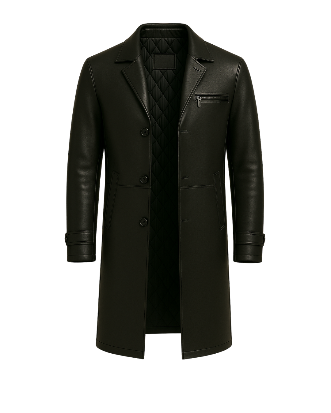 Noir Avenue Men’s Cowhide Quilted Leather Overcoat