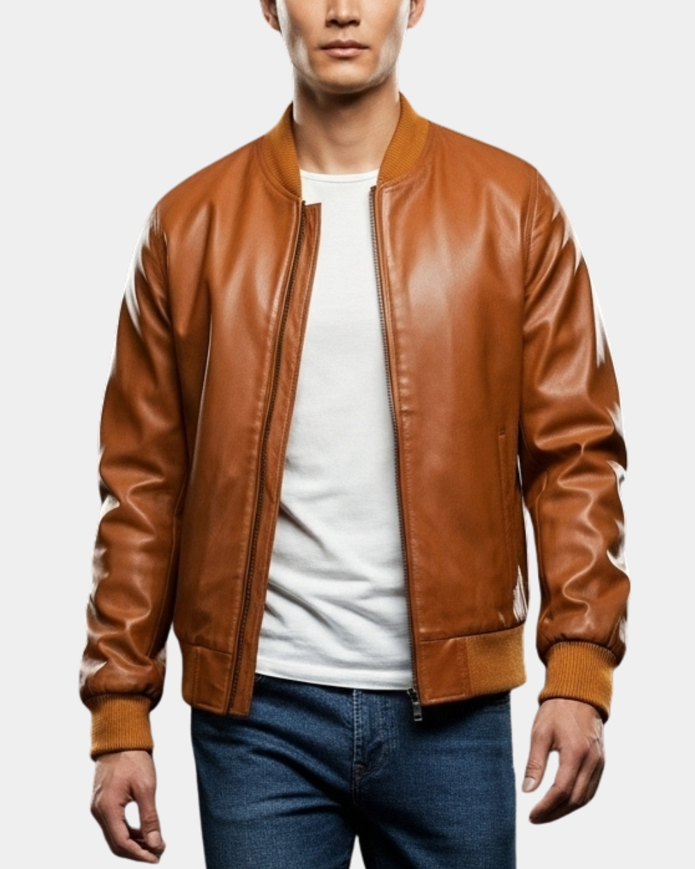 Mens Leather MA-1 Bomber Jacket Ryan Dynamo Tan