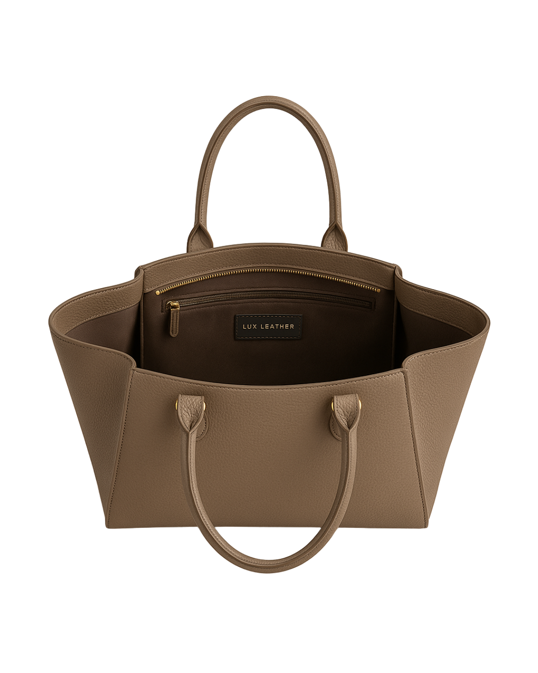 Mocha Winged Tote – Pebbled Taupe Leather  |  Lux Leather Women Leather Bag