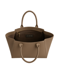 Mocha Winged Tote – Pebbled Taupe Leather  |  Lux Leather Women Leather Bag