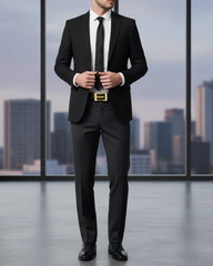 The Monarch Black Leather Belt — Refined Power with a Modern Edge