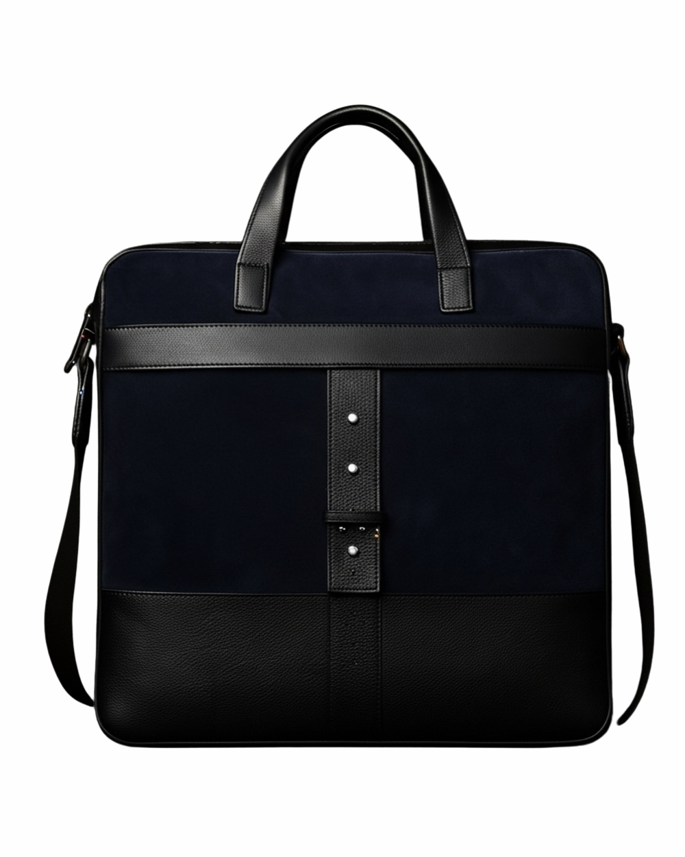 Midnight Executive Leather Briefcase – Navy & Black Dual-Tone Laptop Bag for Men