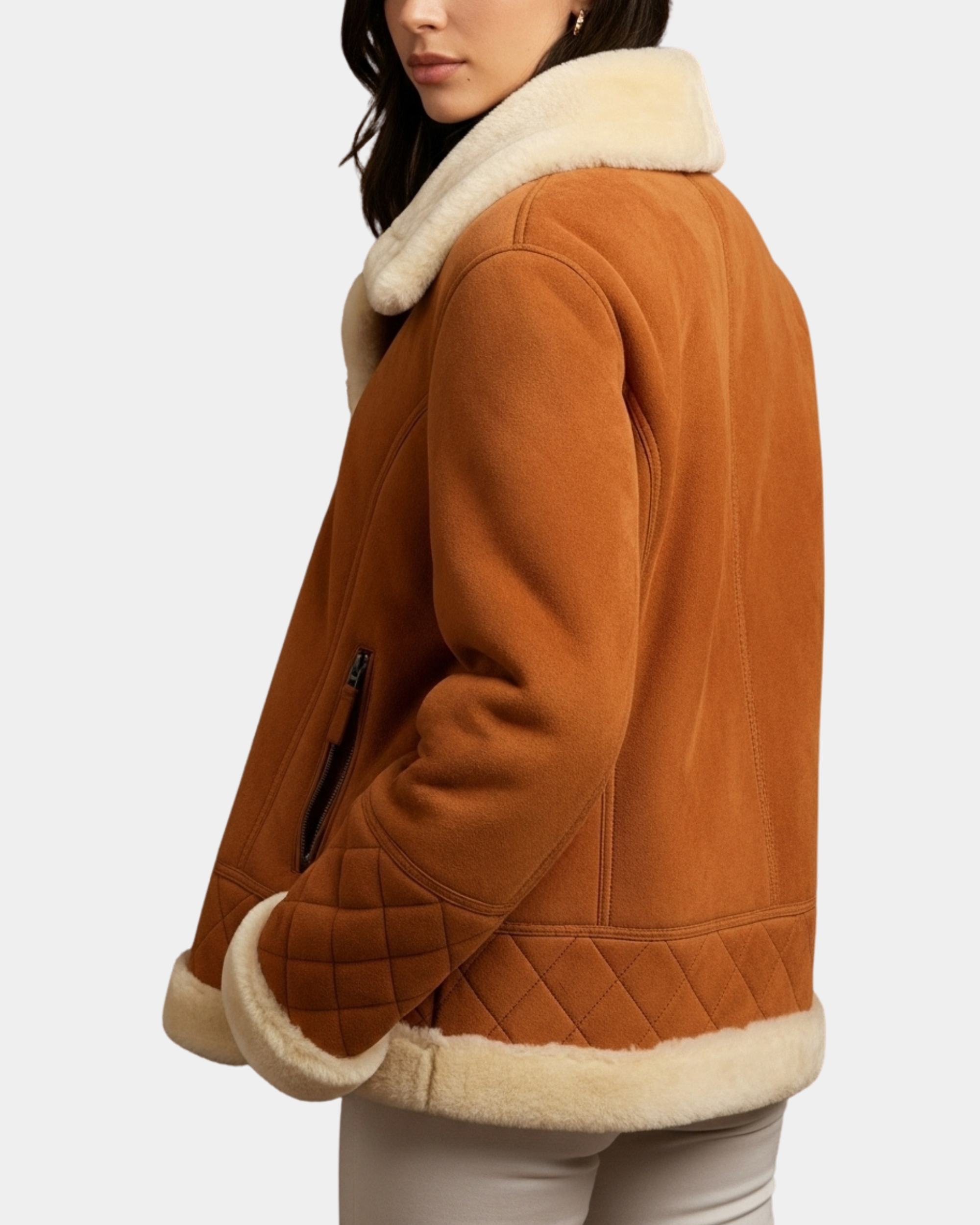Women Merino Sheepskin Aviator Jacket Dynamo Tan