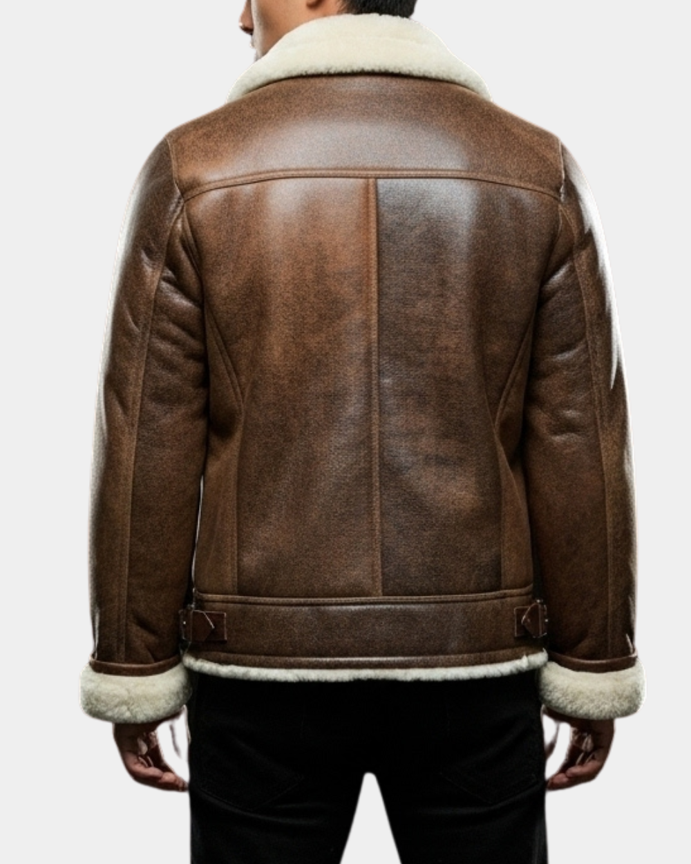 Mens Aviator Sheepskin Pilot Jacket Blen Vintage Zenith Brown