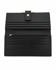 Elegant Black Long Leather Wallet for Women