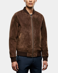 Mens Suede MA-1 Bomber Jacket Trevor Zenith Brown