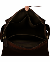 Executive Dark Walnut Leather Messenger Bag – Vintage Crossbody for Professionals & Travelers