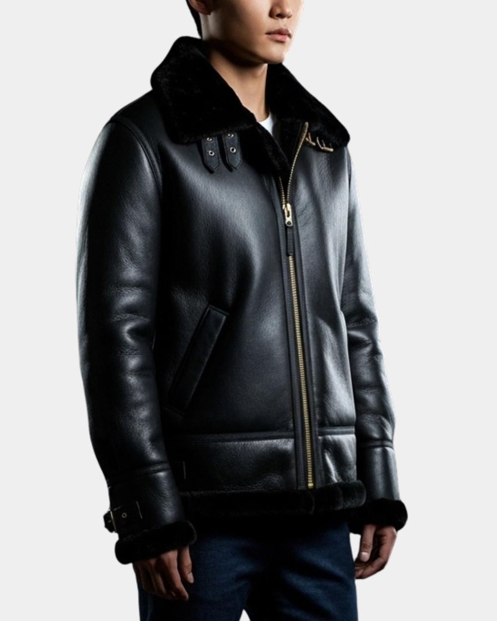 Mens Classic B3 Original Sheepskin Jacket Nova Black
