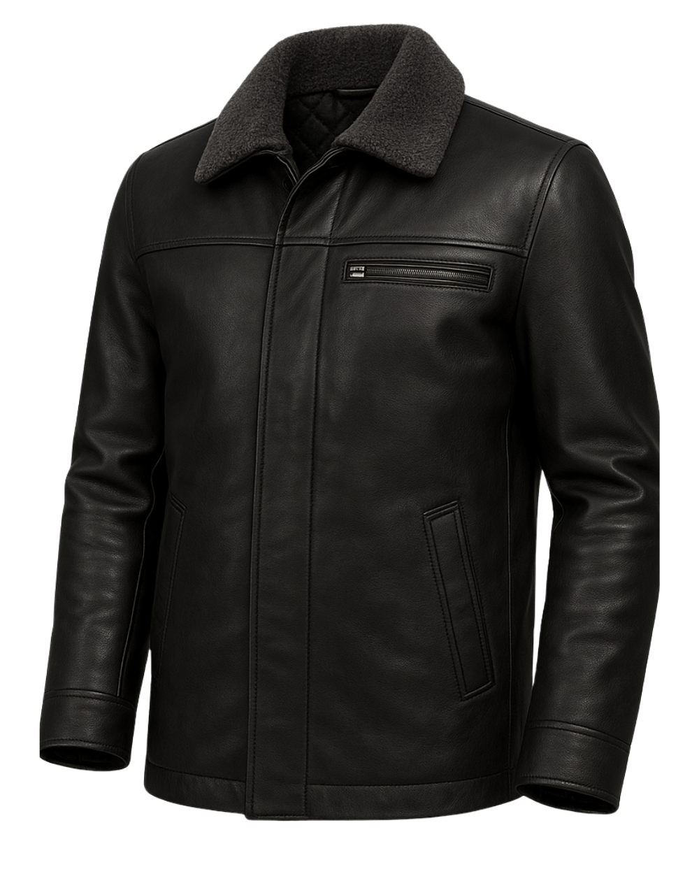 Blackridge Men’s Shearling Collar Leather Coat