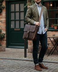 Executive Dark Walnut Leather Messenger Bag – Vintage Crossbody for Professionals & Travelers