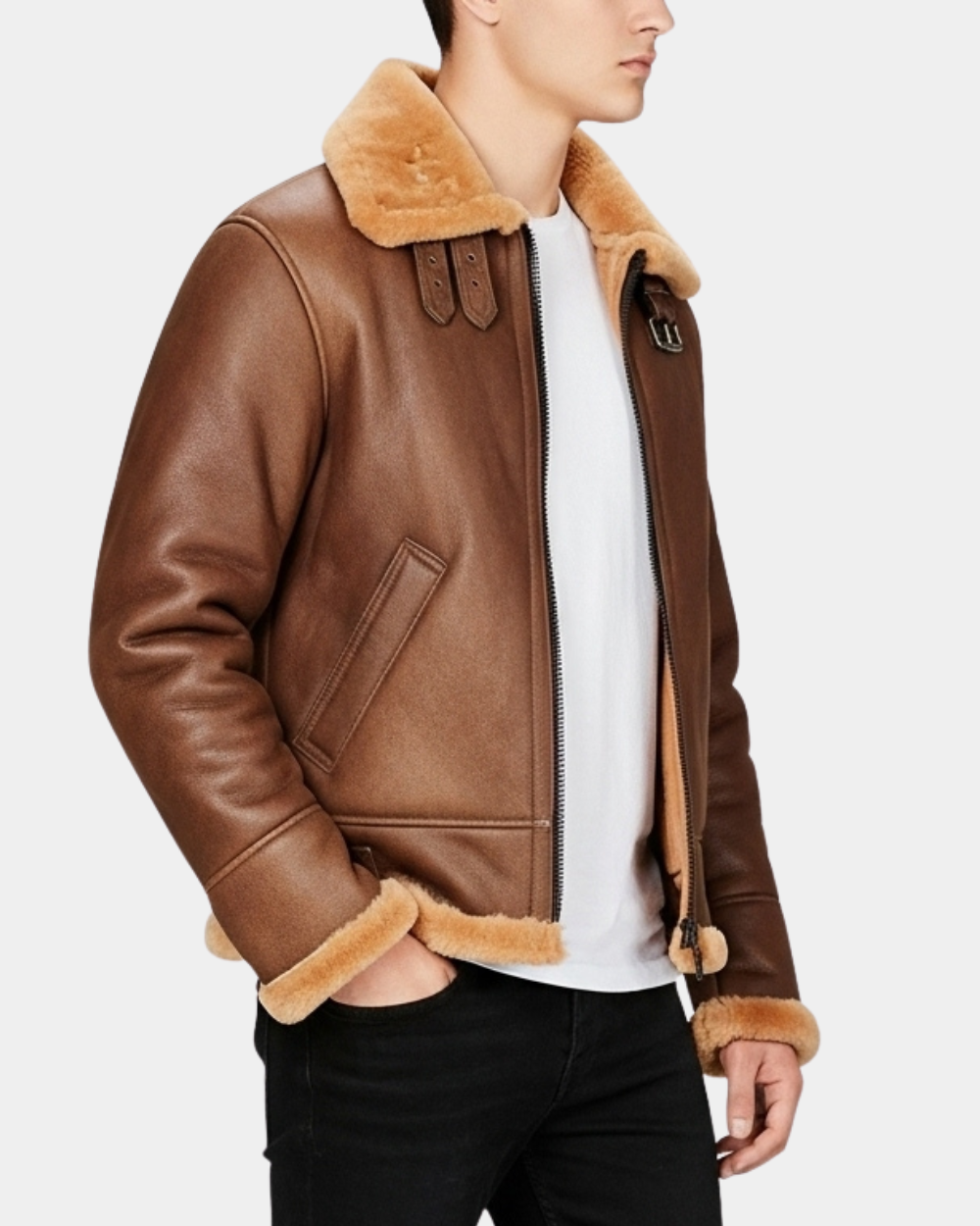 Mens B3 Sheepskin Vintage Flying Jacket Dynamo Tan