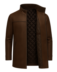 Chestnut Harbor Men’s Stand-Collar Leather Car Coat