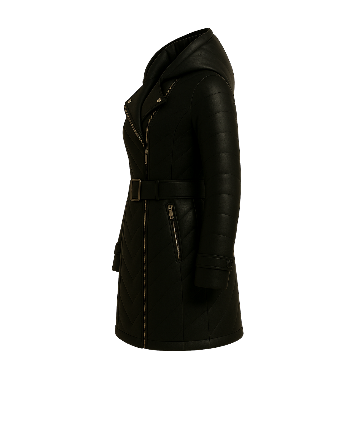 Noir Ember ¾ Leather Puffer — Black (Women)