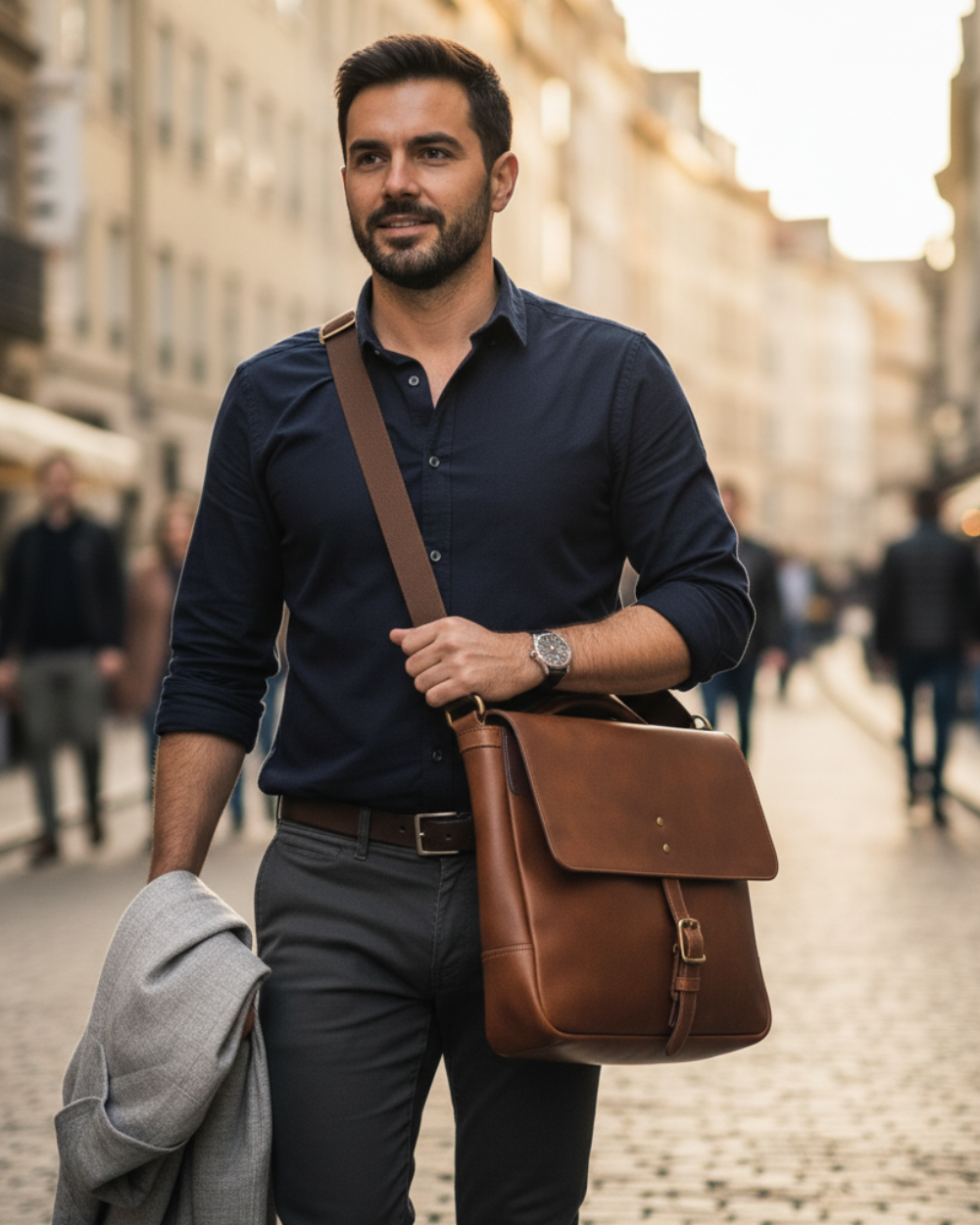 Heritage Tan Leather Messenger Bag – Classic Work & Travel Companion for Modern Gentlemen