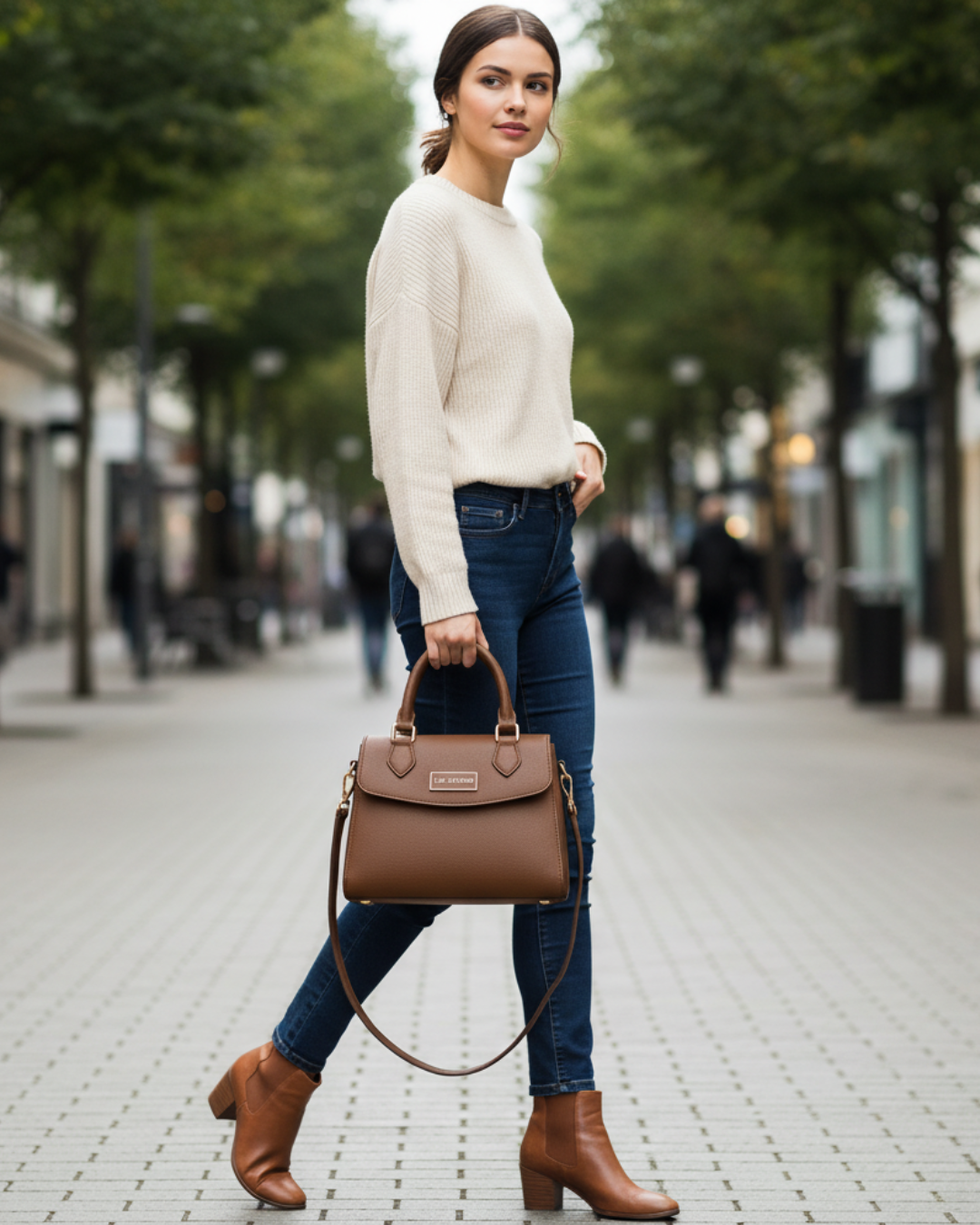 Café City Flap Satchel – Pebbled Coffee Brown |  Lux Leather Women Leather Bag