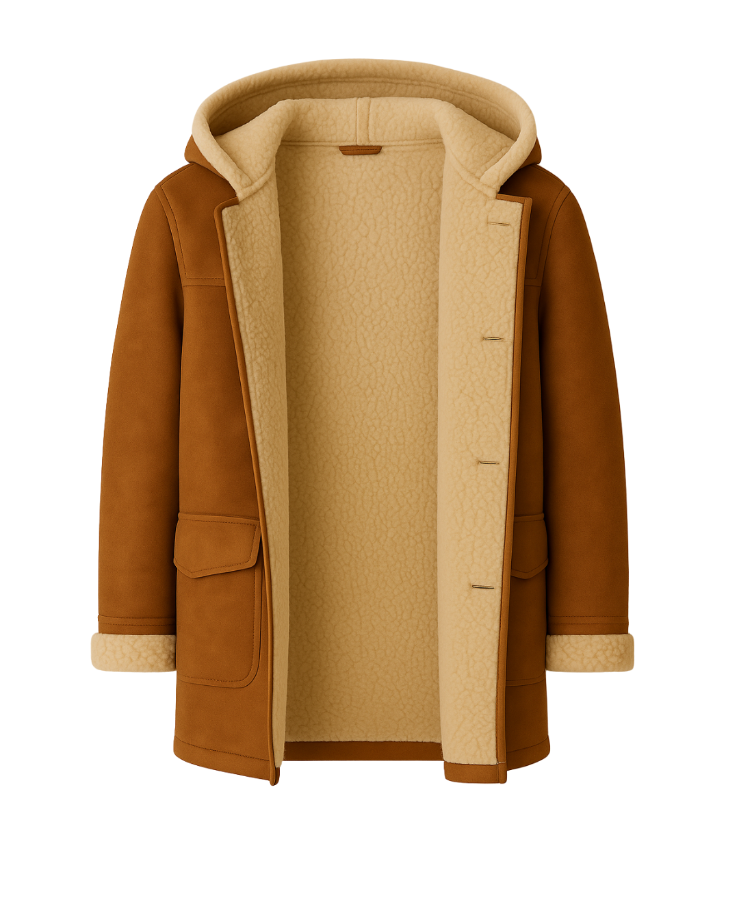 Saddlebrook Men’s Shearling-Lined Hooded Duffle Coat