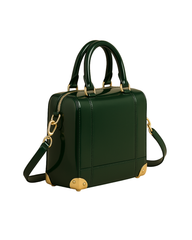 Lux Leather Aurora Gloss Patent Handbag – Dark Emerald Green with Gold Chain|  Lux Leather Women Leather Bag