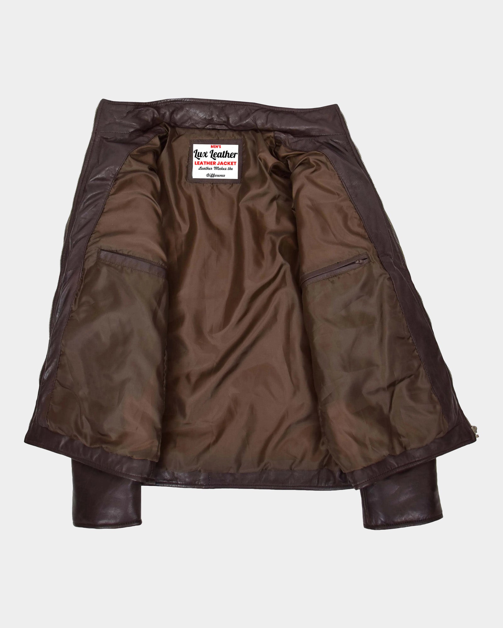 Mens Leather Hooded Puffer Jacket Zenith Brown
