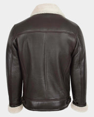 Mens Aviator Sheepskin Pilot Jacket Zenith Brown White