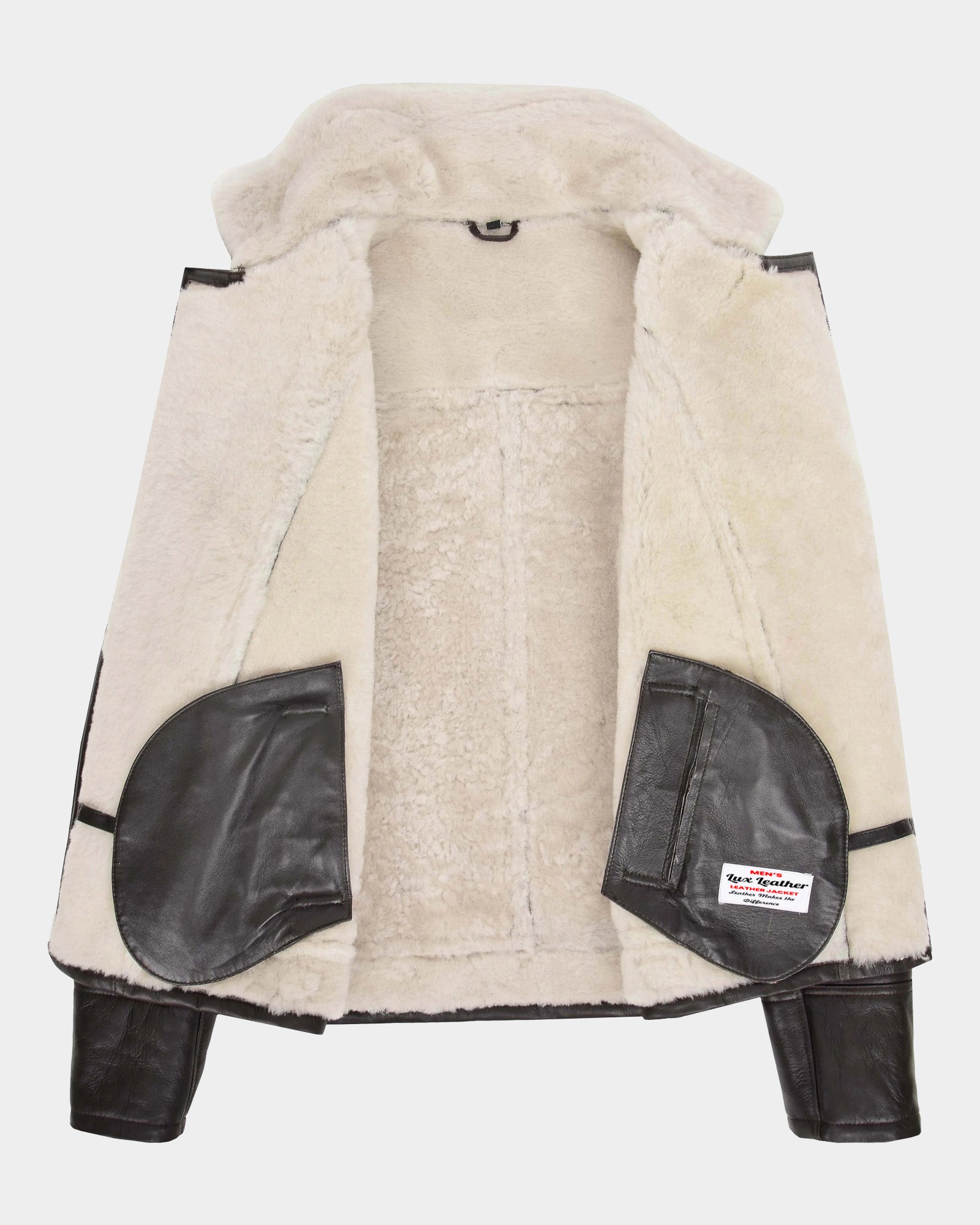 Mens Aviator Sheepskin Pilot Jacket Zenith Brown White
