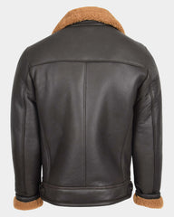 Mens Aviator Sheepskin Pilot Leather Bomber Jacket Zenith Brown Ginger