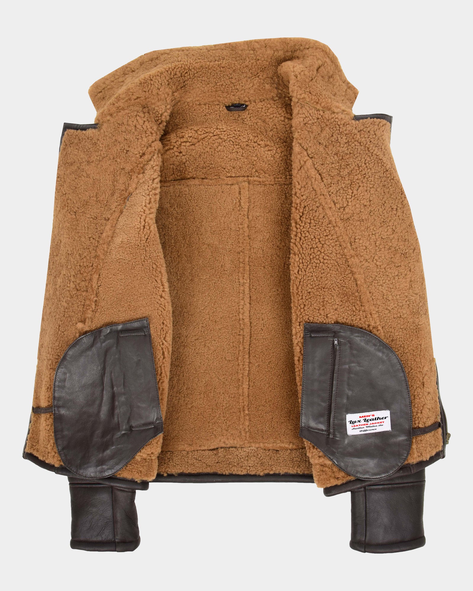Mens Aviator Sheepskin Pilot Leather Bomber Jacket Zenith Brown Ginger