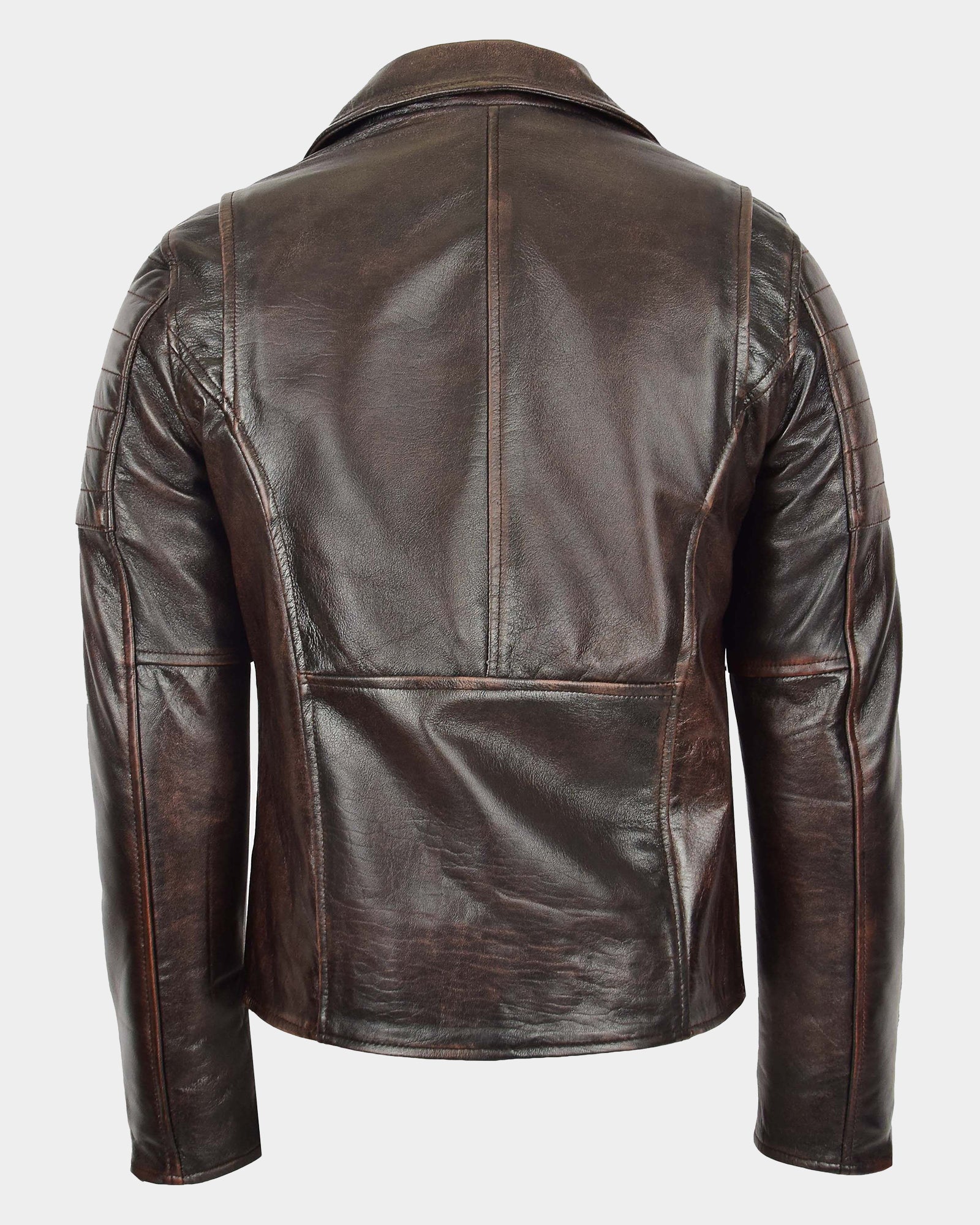 Mens Biker Leather Jacket Dual Zip Hook Zenith Brown