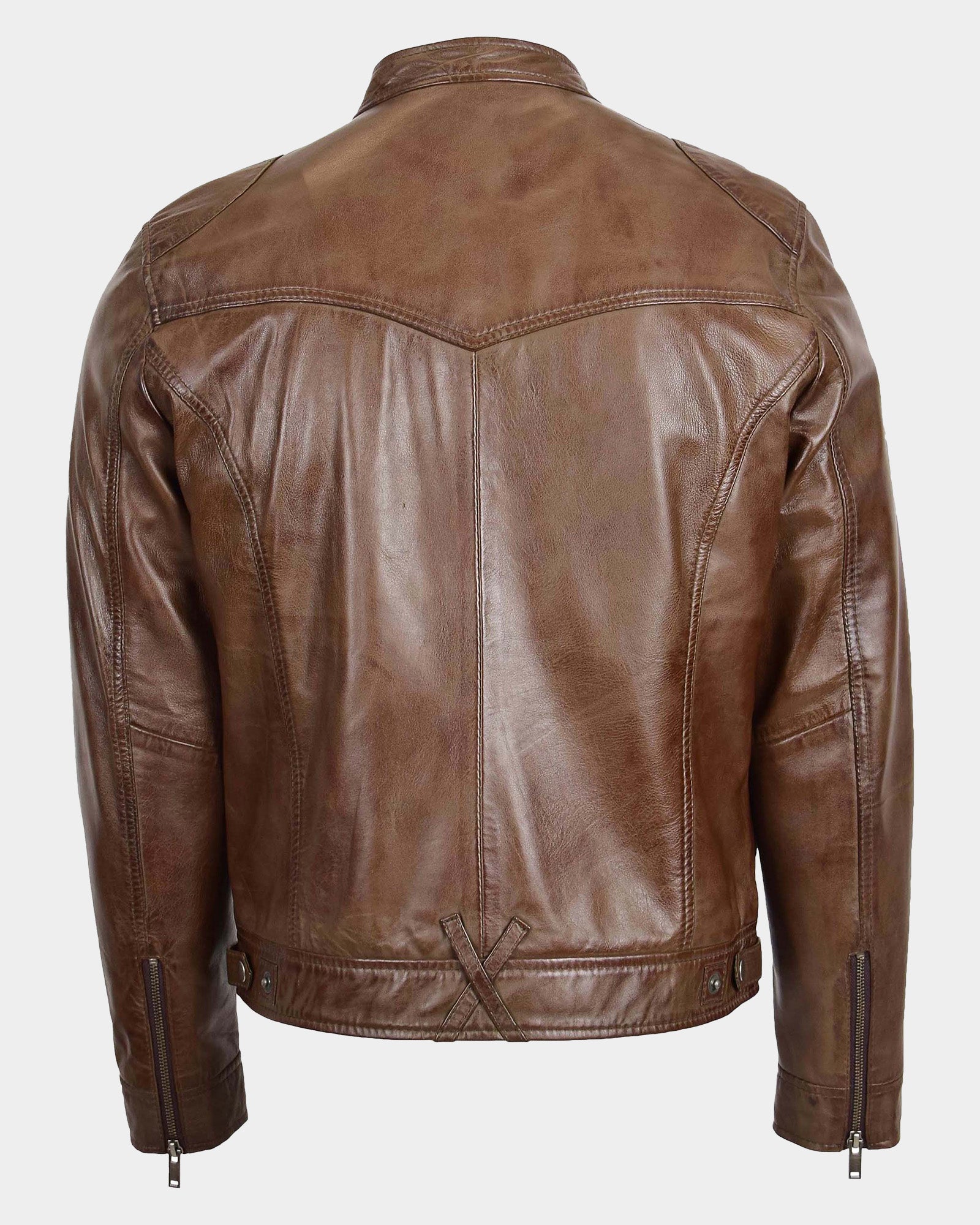 Mens Biker Soft Casual Leather Jacket Zenith Brown