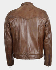 Mens Biker Soft Casual Leather Jacket Zenith Brown