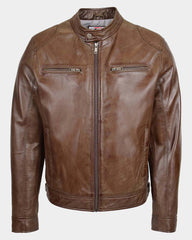 Mens Biker Soft Casual Leather Jacket Zenith Brown