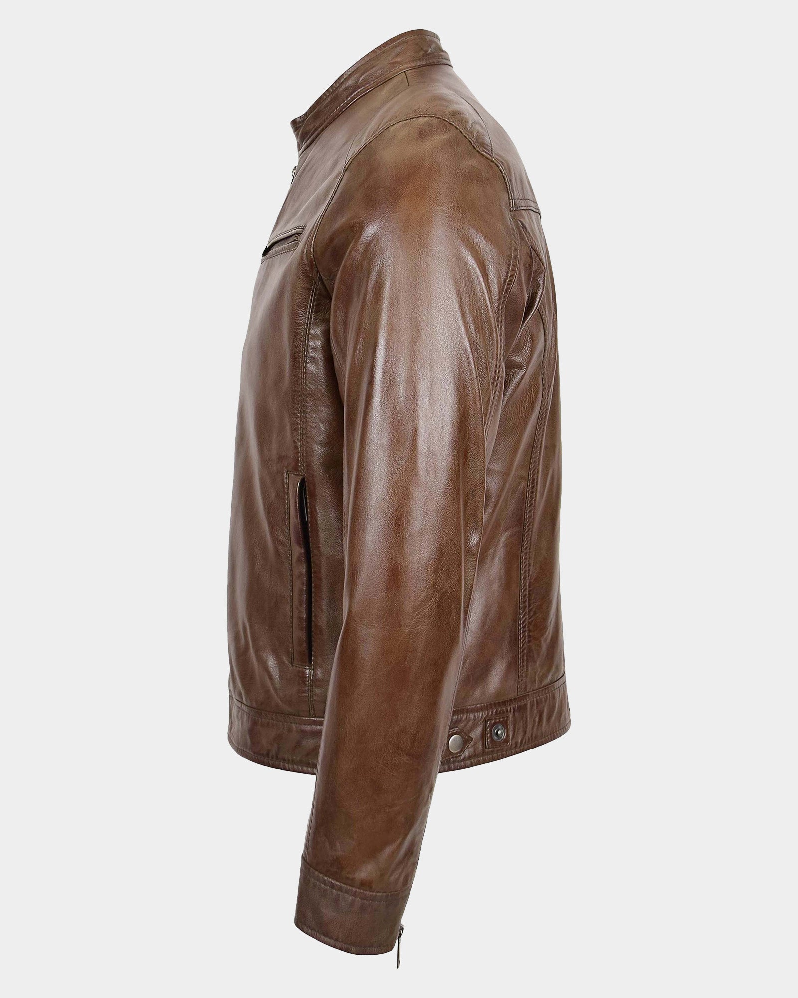 Mens Biker Soft Casual Leather Jacket Zenith Brown