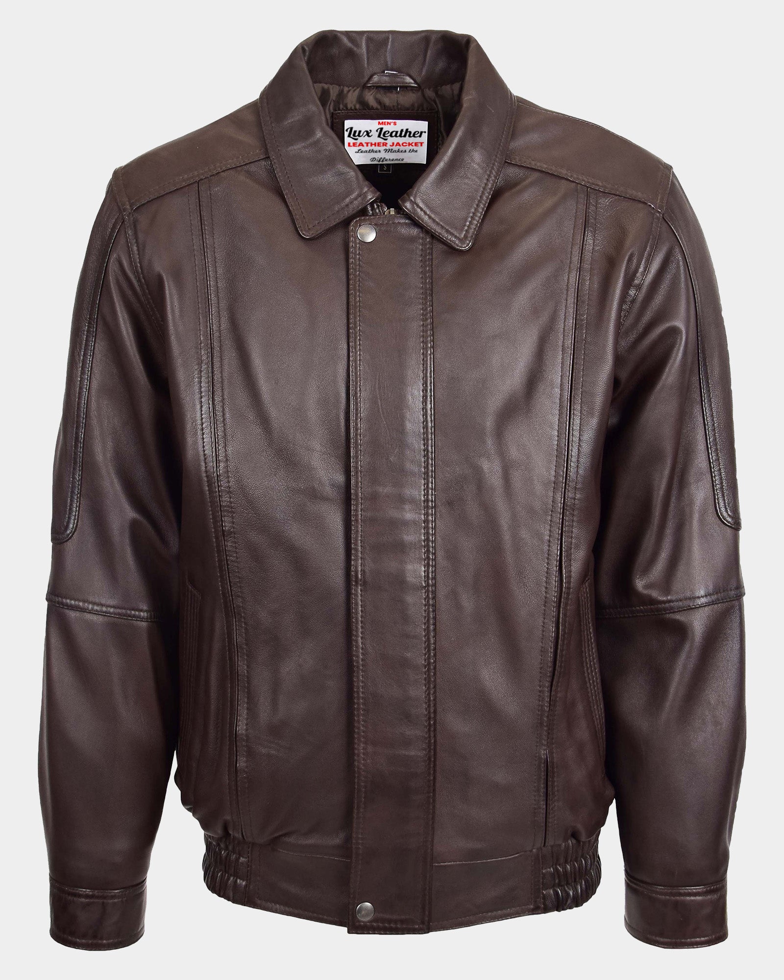 Mens Bomber Leather Jacket Classic Style Jim Zenith Brown Nappa