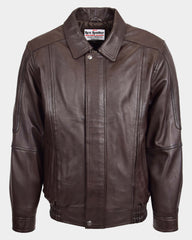 Mens Bomber Leather Jacket Classic Style Jim Zenith Brown Nappa