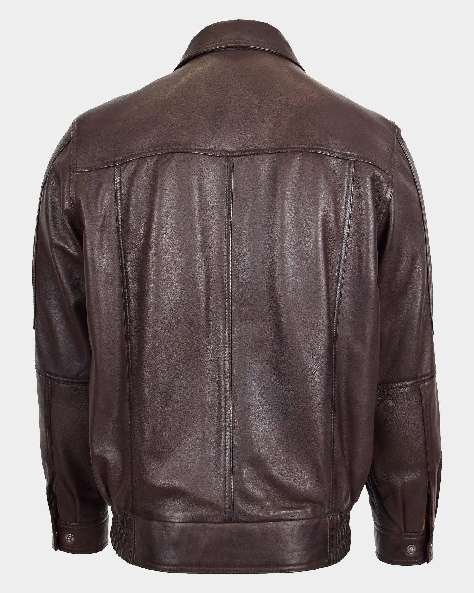 Mens Bomber Leather Jacket Classic Style Jim Zenith Brown Nappa